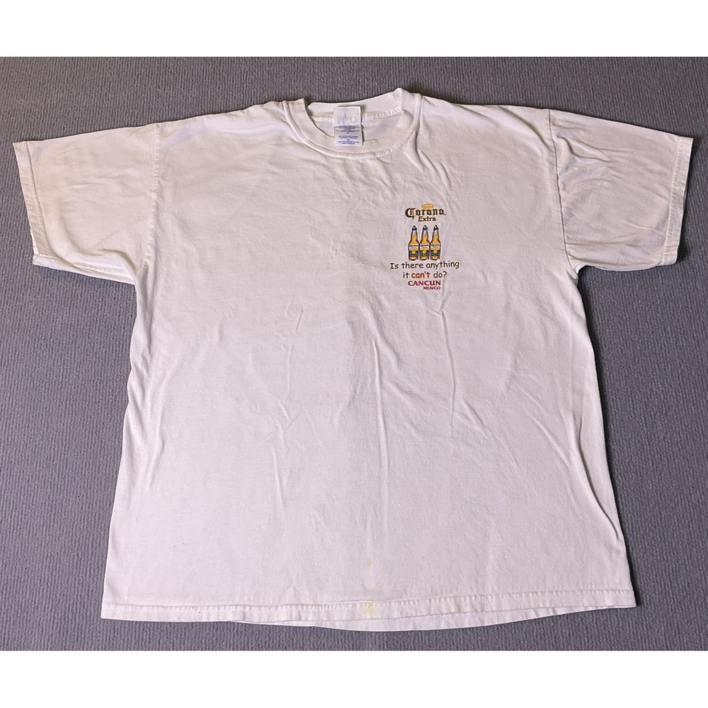 Corona Extra Shirt Mens XL White Beer Front/Back Graphic Tee
